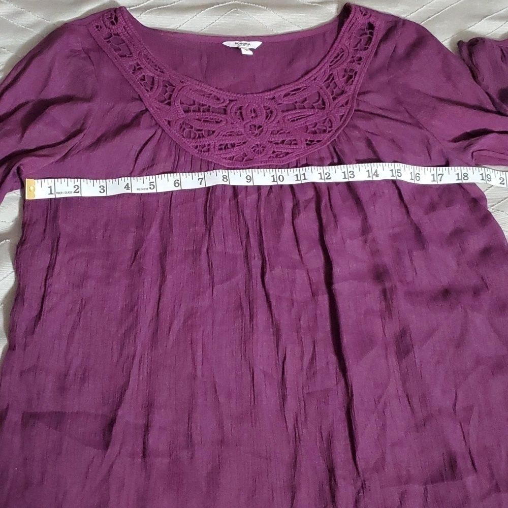 Sonoma Women's Purple Long Sleeve Embroidered Neckline Tunic Size Small - Picture 8 of 10